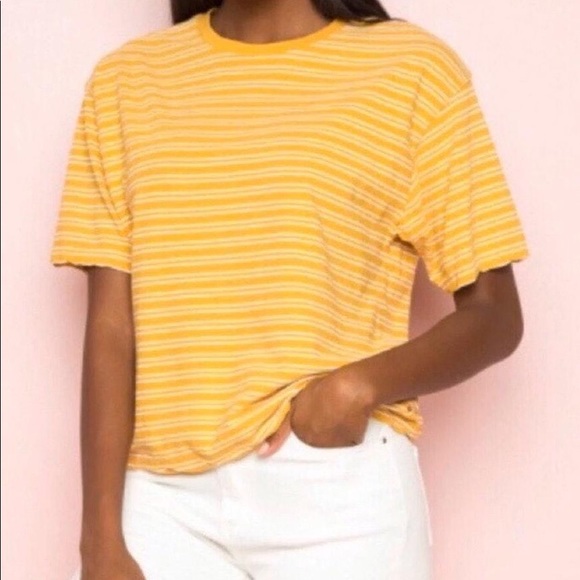 Brandy Melville Tops - Yellow brandy Melville striped aleena top